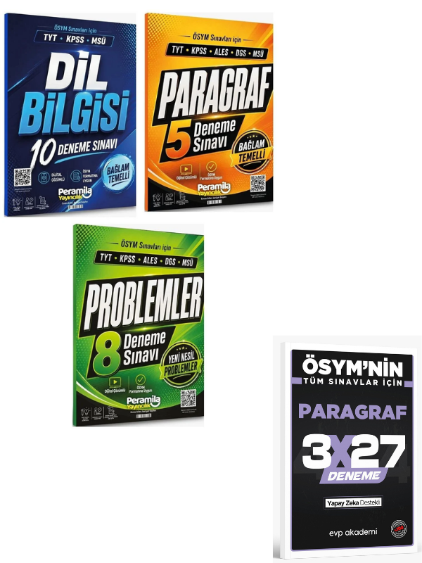 Peramila 2027 YKS TYT KPSS MSÜ Dil Bilgisi + Paragraf + Problemler 23 Deneme 3 lü Set+ Anla Kazan Paragraf