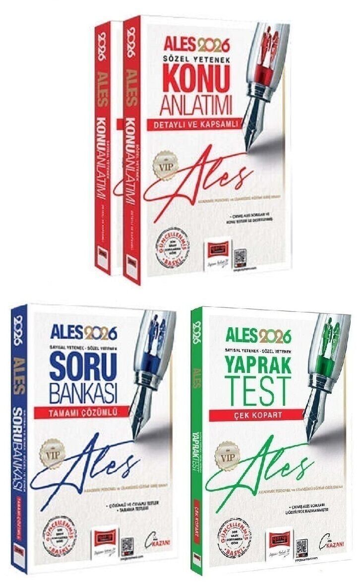 Yargı 2026 ALES VIP Konu + Soru Bankası + Yaprak Test 3 lü Set Yargı Yayınları