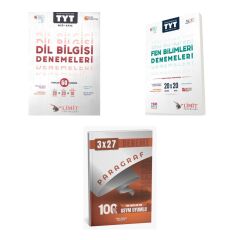 2027 Limit TYT Türkçe Dil Bilgisi 60 Deneme + Fen Bilimleri 20 x 20 Deneme + anla kazan paragraf deneme 3'lü Set