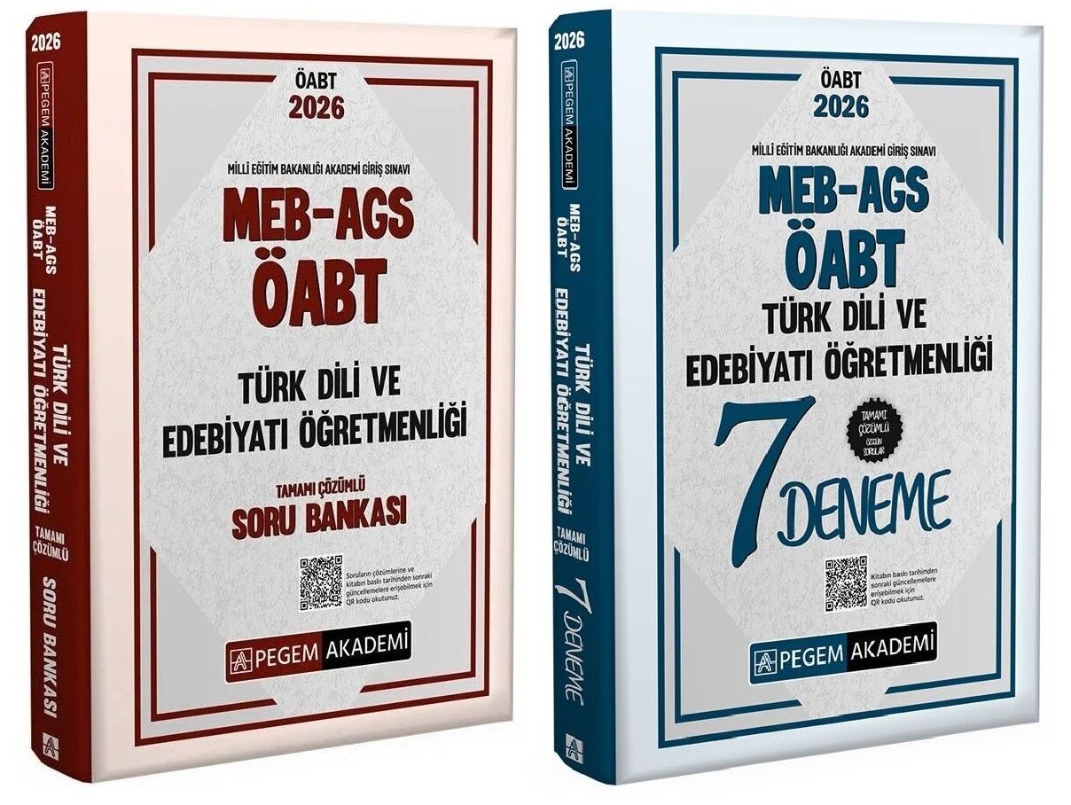 Pegem 2026 ÖABT MEB-AGS Türk Dili ve Edebiyatı Öğretmenliği Soru Bankası + 7 Deneme 2 li Set Pegem Akademi Yayınları