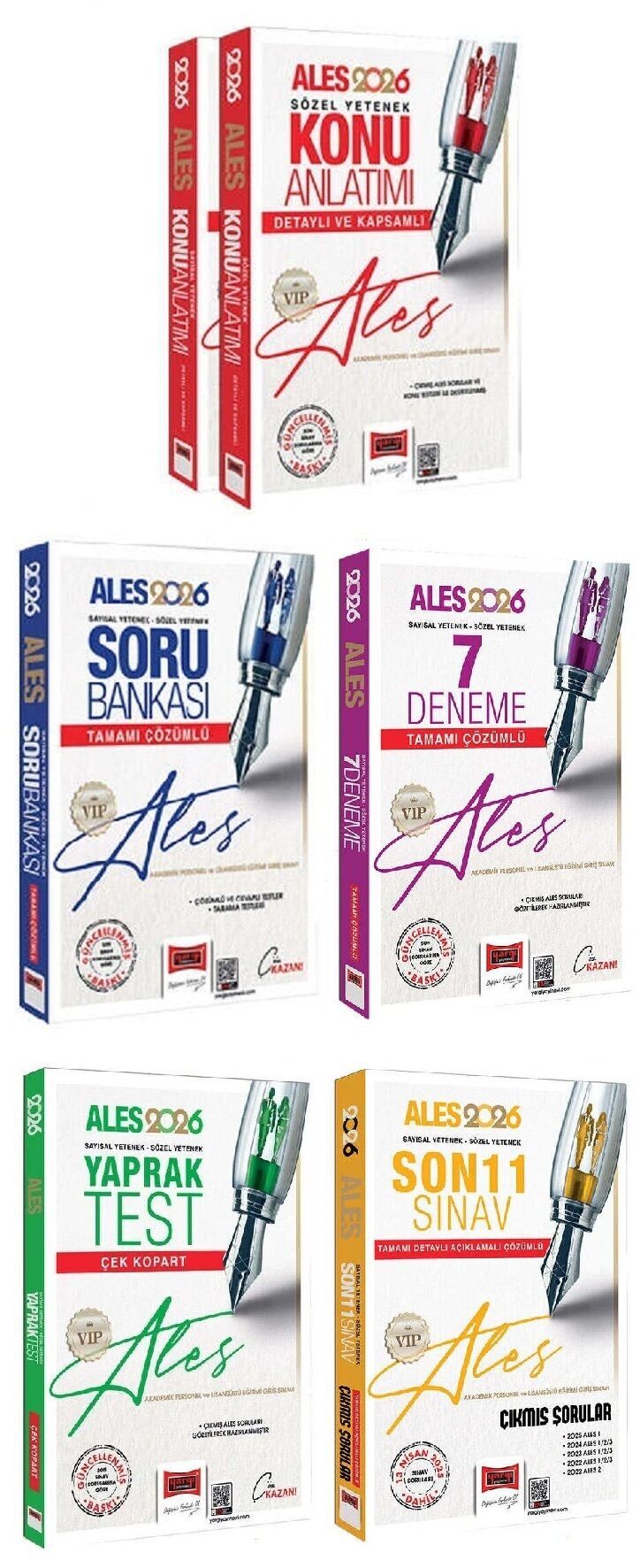 Yargı 2026 ALES VIP Konu + Soru Bankası + 7 Deneme + Yaprak Test + Son 11 Sınav Çıkmış 5 li Set Yargı Yayınları