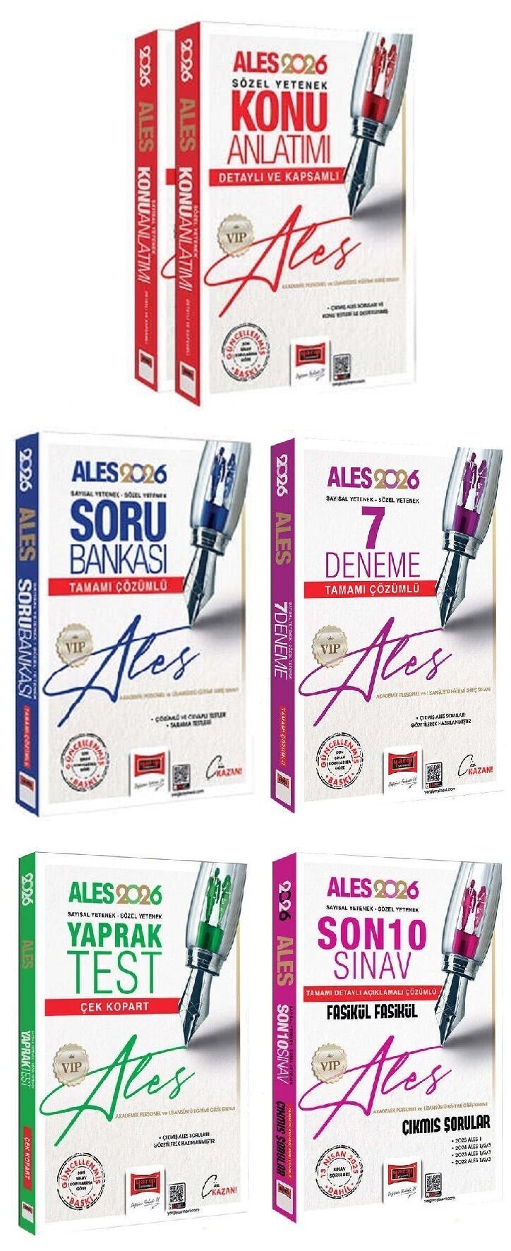 Yargı 2026 ALES VIP Konu + Soru Bankası + 7 Deneme + Yaprak Test + Son 10 Sınav Çıkmış 5 li Set Yargı Yayınları