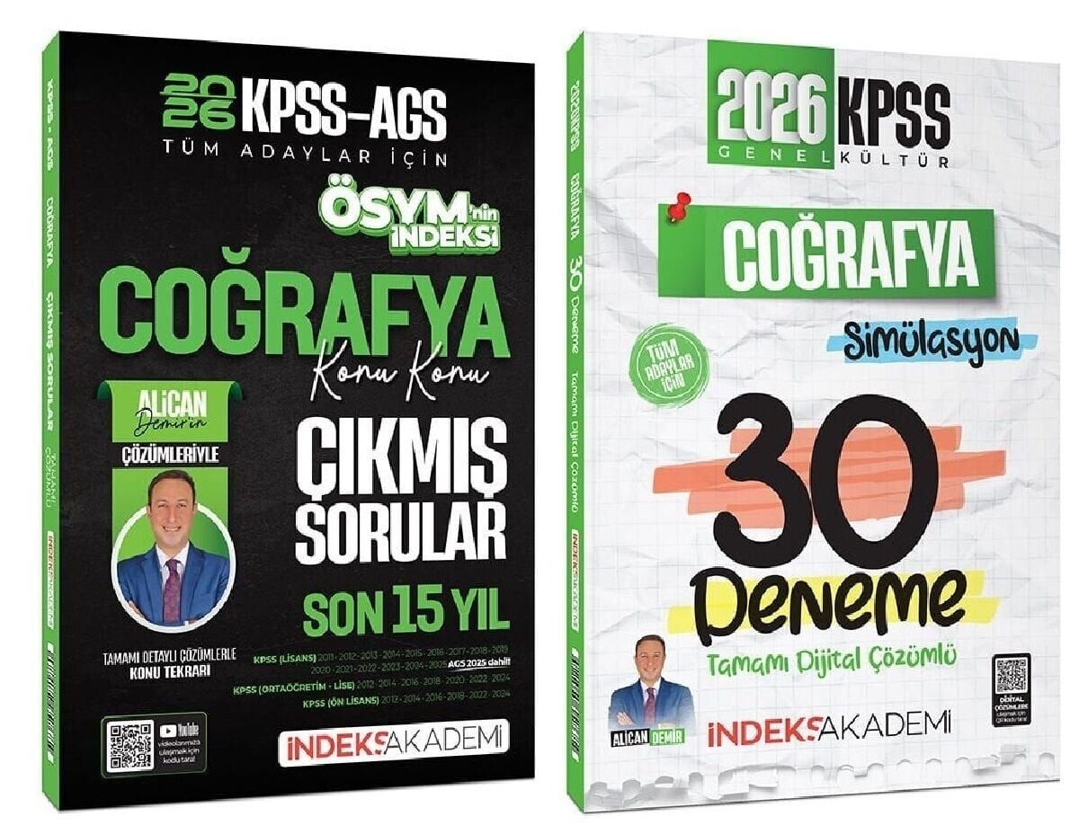 İndeks Akademi 2026 KPSS Coğrafya Çıkmış Sorular + 30 Deneme 2 li Set - Alican Demir İndeks Akademi Yayıncılık