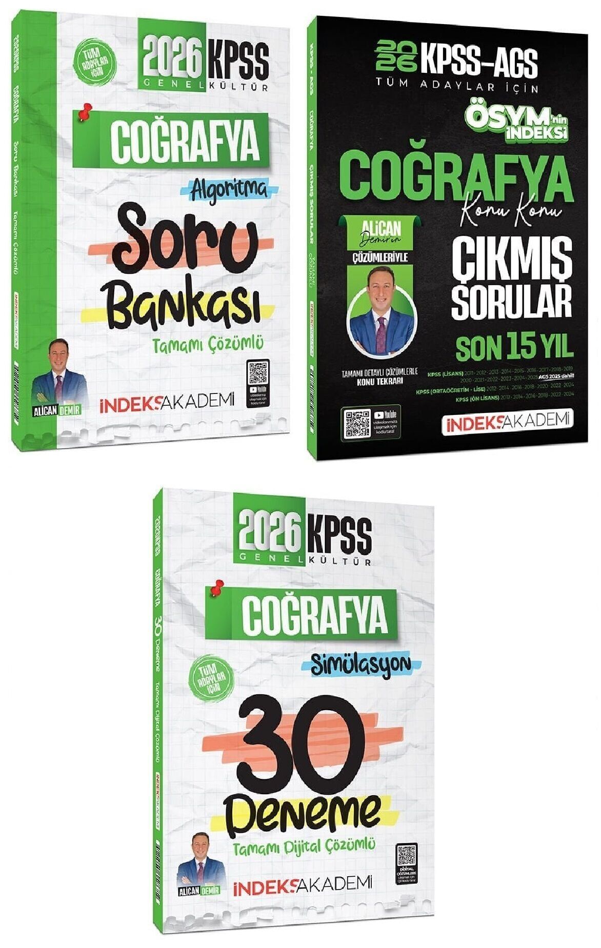 İndeks Akademi 2026 KPSS Coğrafya Soru Bankası + Çıkmış Sorular + 30 Deneme 3 lü Set - Alican Demir İndeks Akademi Yayıncılık