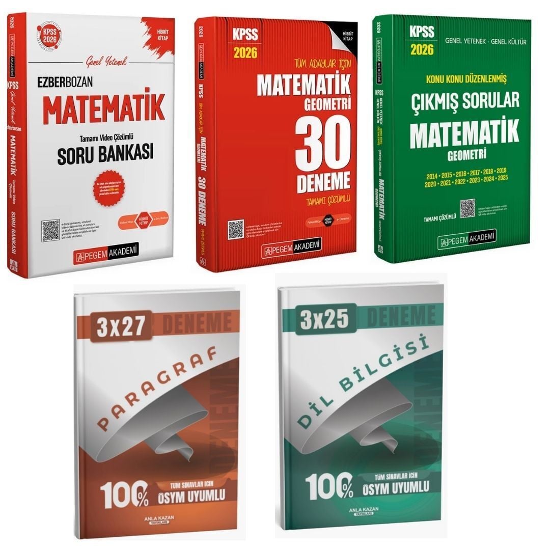 Pegem 2026 KPSS Ezberbozan Matematik Soru Bankası + KPSS Matematik Deneme + KPSS Matematik Konu Konu Çıkmış Sorular Seti