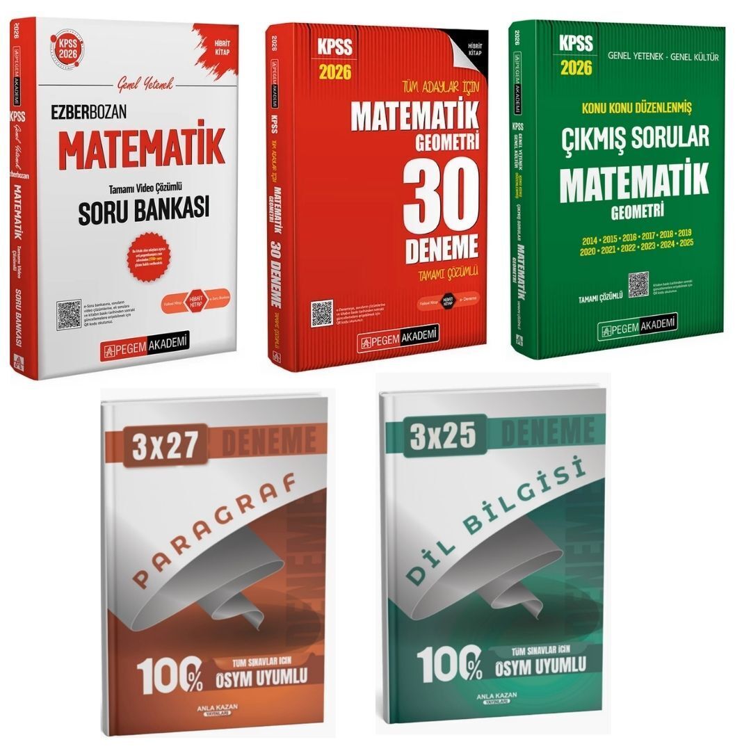 Pegem 2026 KPSS Ezberbozan Matematik Soru Bankası + KPSS Matematik Deneme + KPSS Matematik Konu Konu Çıkmış Sorular Seti