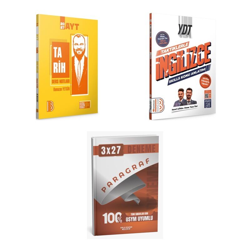 2027 AYT Benim Hocam Tarih Ders Notları + YDT Taktiklerle İngilizce SKILLS Konu + Ankapade 3'lü Set