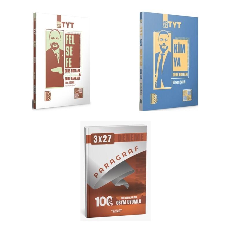 2027 Benim Hocam TYT Felsefe ve Tamamı Video Çözümlü + Kimya Konu + anla kazan paragraf deneme 3'lü Set