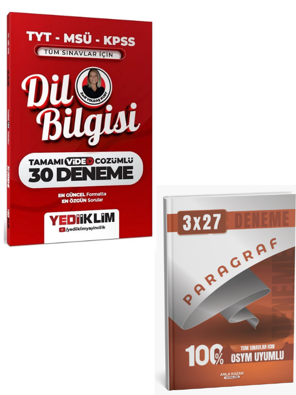 Yediiklim 2027 TYT MSÜ KPSS Dil Bilgisi 30 Deneme Çözümlü +Anla Kazan Paragraf