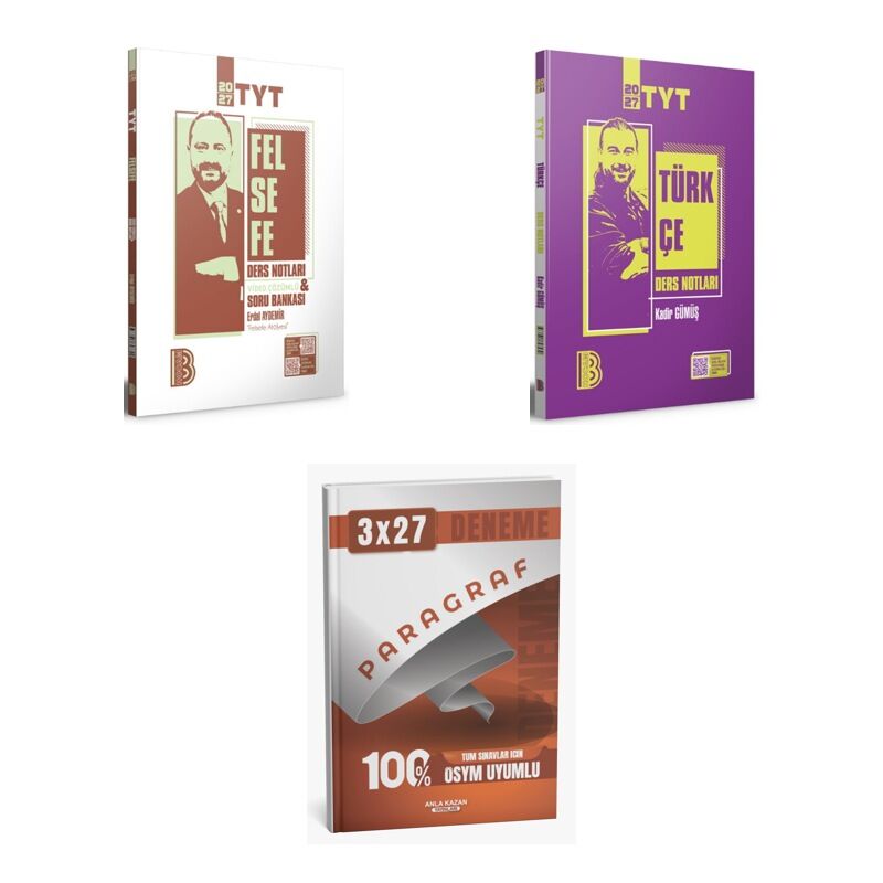 2027 Benim Hocam TYT Felsefe ve Tamamı Video Çözümlü + Türkçe Konu + anla kazan paragraf deneme 3'lü Set