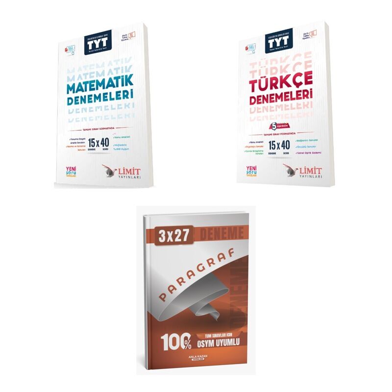 2027 Limit TYT Matematik 15x40 + Türkçe 15 X 40 5 Aşamada Yeni Soru Tarzları ile Deneme + Ankapade 3'lü Set
