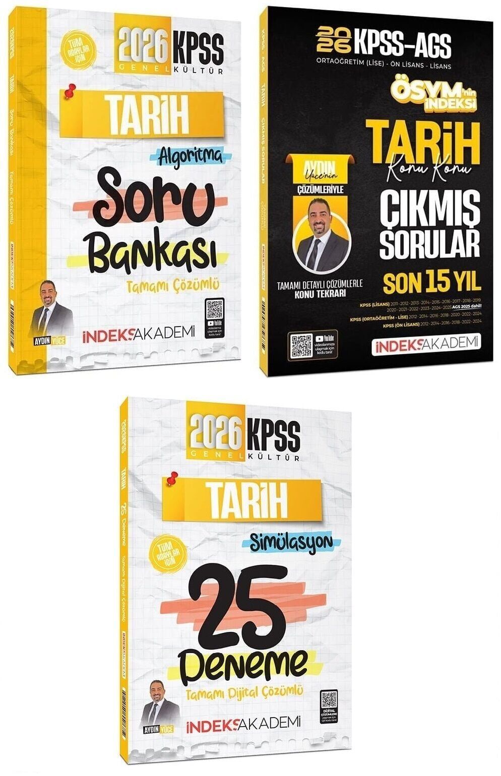 İndeks Akademi 2026 KPSS Tarih Algoritma Soru Bankası + Çıkmış Sorular + 25 Deneme 3 lü Set - Aydın Yüce İndeks Akademi Yayıncılık