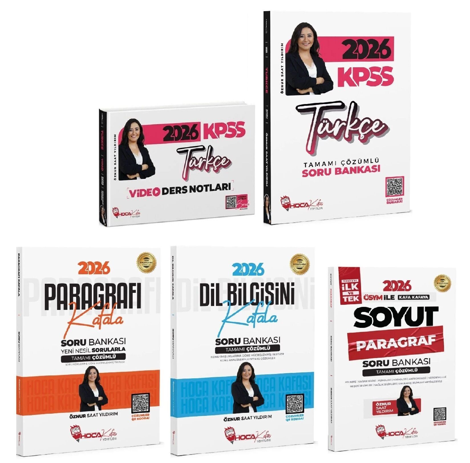 Anla Kazan + Hoca Kafası 2026 KPSS Türkçe + Paragraf + Dil Bilgisi Video Ders Notları + Soru Bankası 5 li Set - Öznur Saat Yıldırım Anla Kazan + Hoca Kafası Yayınları