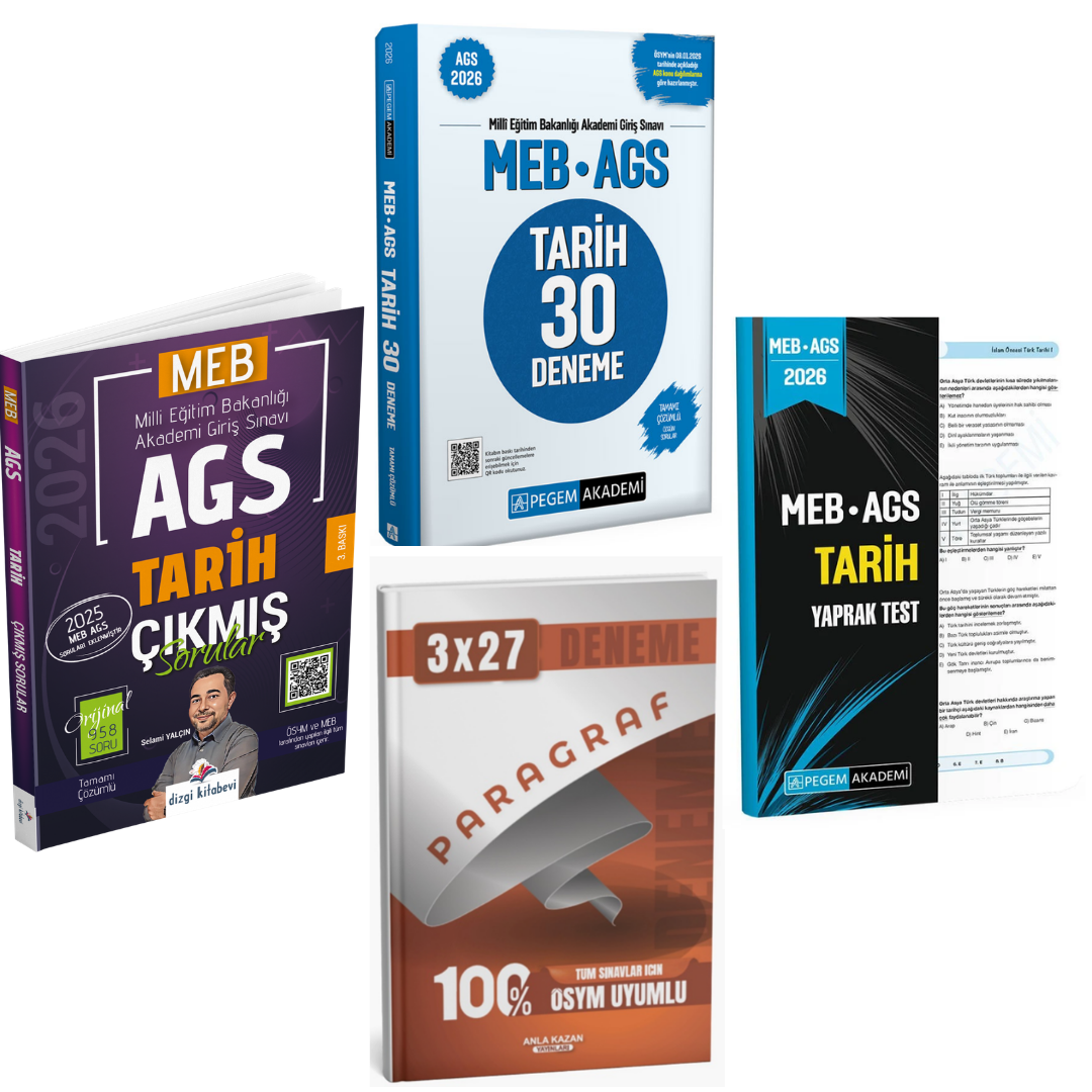 Pegem 2026 MEB AGS Tarih 30 Deneme + MEB AGS Tarih Çıkmış Sorular + Yaprak Test Seti
