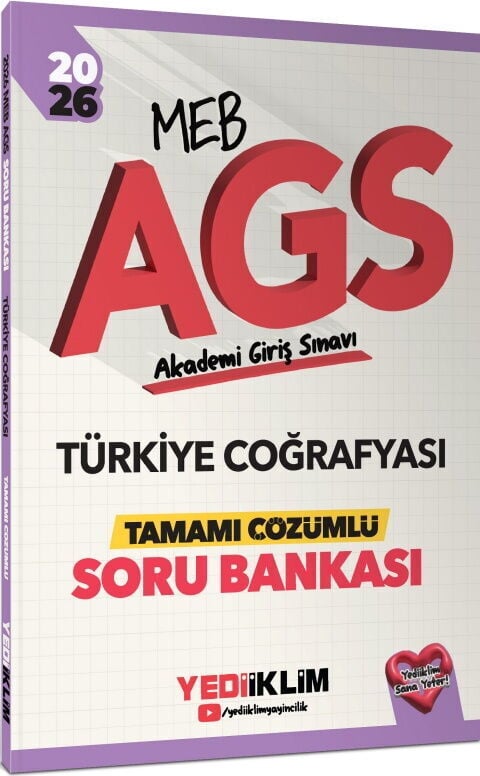 Yediiklim Yayınları 2026 MEB AGS Türkiye Coğrafyası Tamamı Çözümlü Soru Bankası