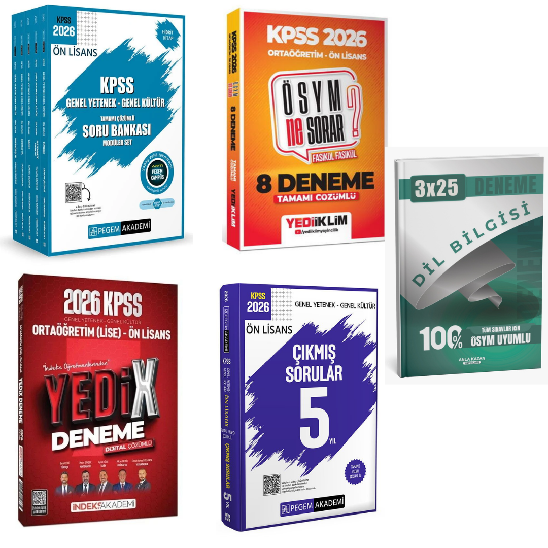 Pegem 2026 KPSS Ön Lisans Soru Bankası Modüler Set + KPSS Ön Lisans 2'li Deneme ve Çıkmış Sorular Seti