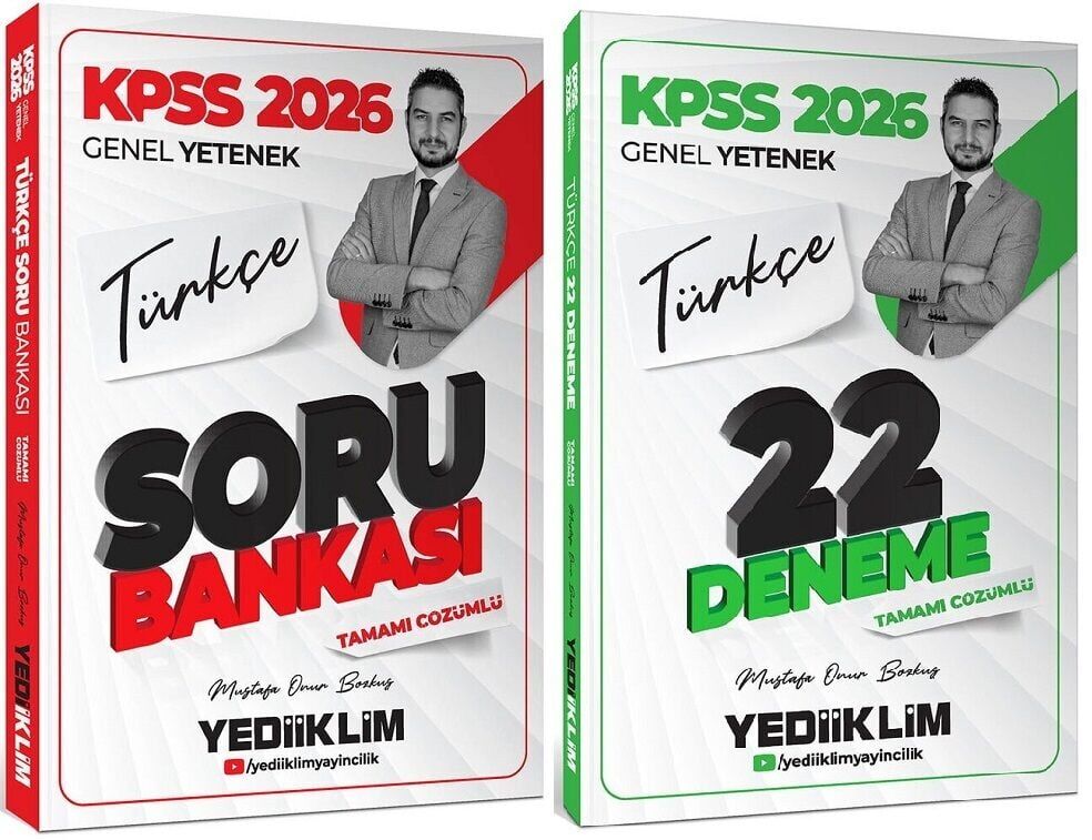 Yediiklim 2026 KPSS Türkçe Soru Bankası + 22 Deneme 2 li Set - Mustafa Onur Bozkuş Yediiklim Yayınları