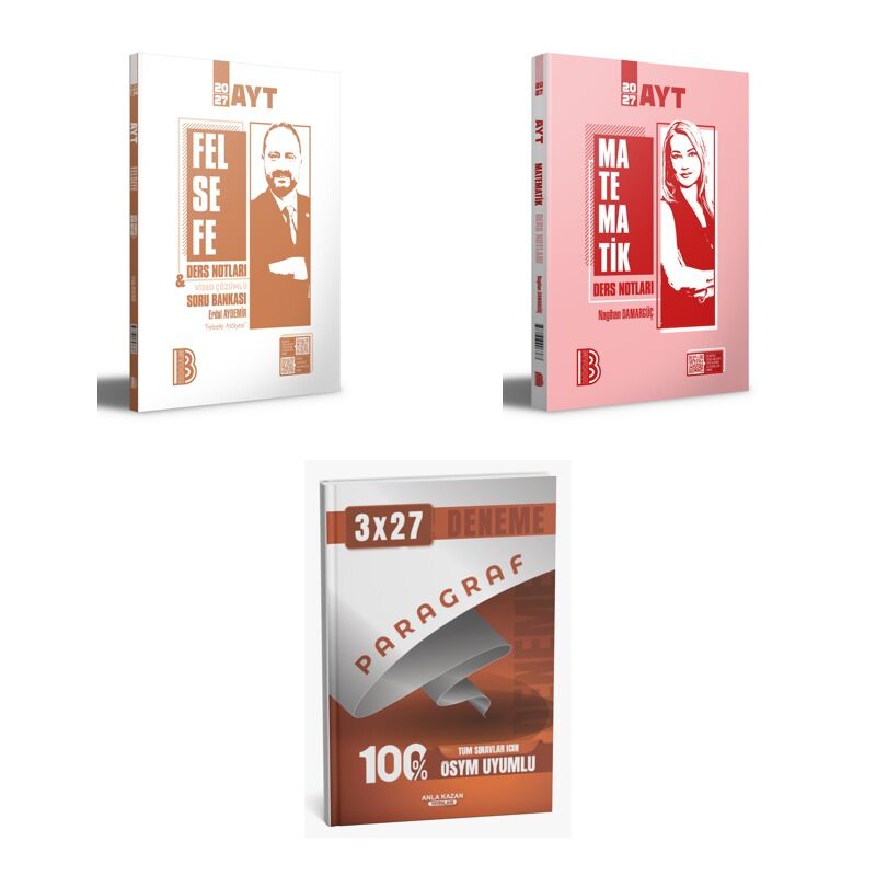 2027 Benim Hocam AYT Felsefe ve Video Çözümlü + Matematik Konu + anla kazan paragraf deneme 3'lü Set