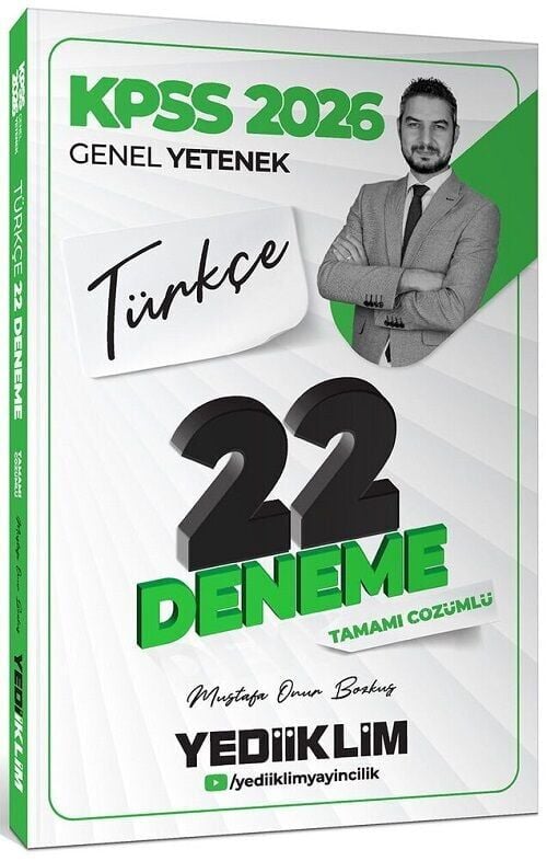 Yediiklim 2026 KPSS Türkçe 22 Deneme Çözümlü - Mustafa Onur Bozkuş Yediiklim Yayınları