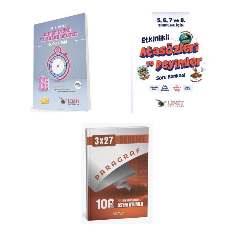 2027 8. Sınıf/LGS Limit Kronometre Din Kültürü ve Ahlak Bilgisi Soru + Etkinlikli Atasözleri ve Deyimler Soru 3'lü Set
