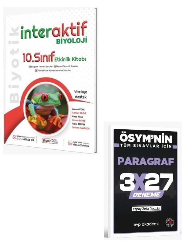 Biyotik 2027 10. Sınıf Biyoloji İnteraktif Etkinlik Kitabı+ EVP Akademi Paragraf