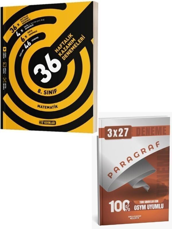 Hız 2027 8. Sınıf Matematik 36 Haftalık Kazanım Denemeleri+ Anla Kazan Paragraf