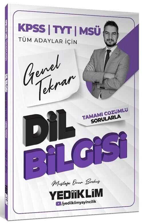 Yediiklim 2026 KPSS TYT MSÜ Dil Bilgisi Genel Tekrar Soru Bankası Çözümlü - Mustafa Onur Bozkuş Yediiklim Yayınları