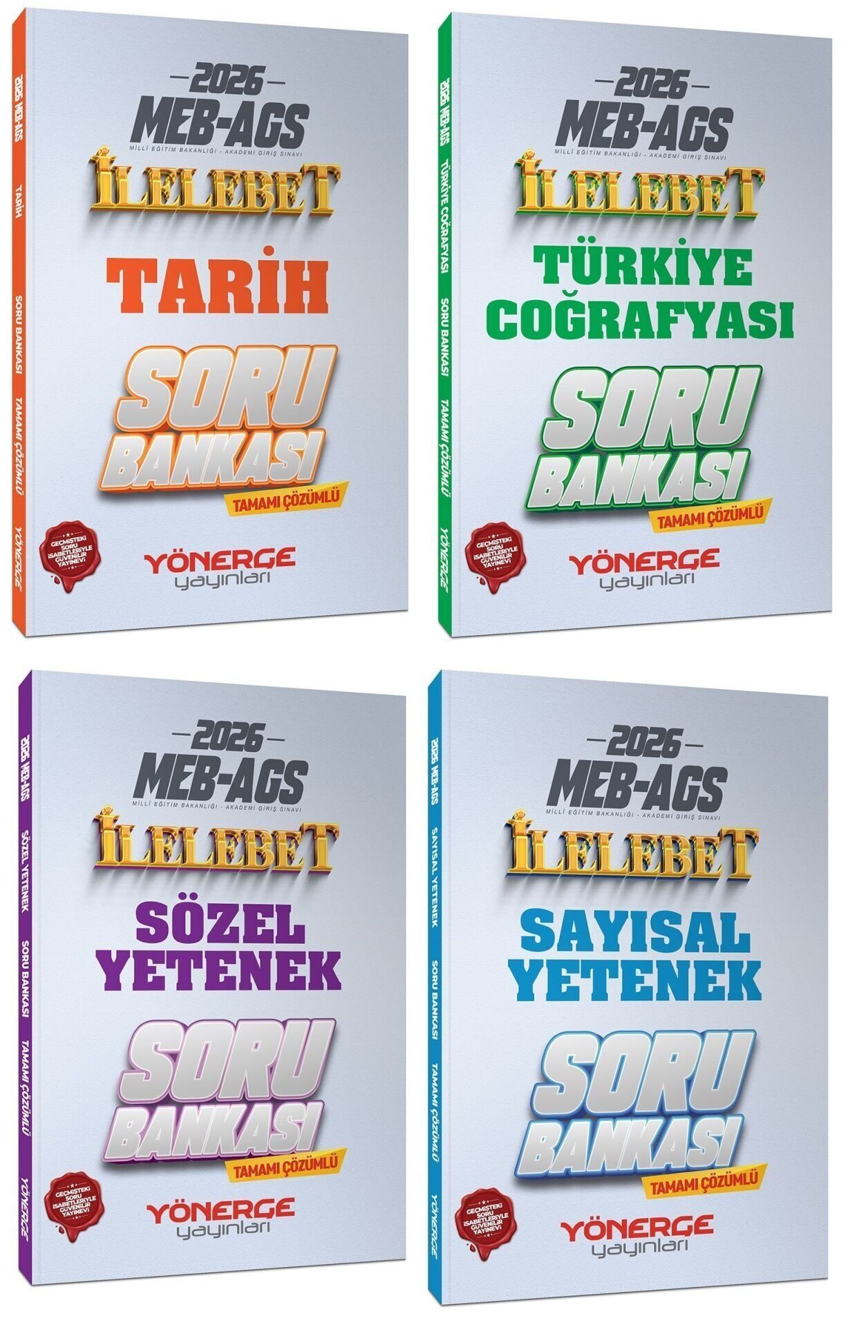 Yönerge 2026 MEB-AGS Tarih + Coğrafya + Sözel + Sayısal Yetenek İlelebet Soru Bankası 4 lü Set Yönerge Yayınları