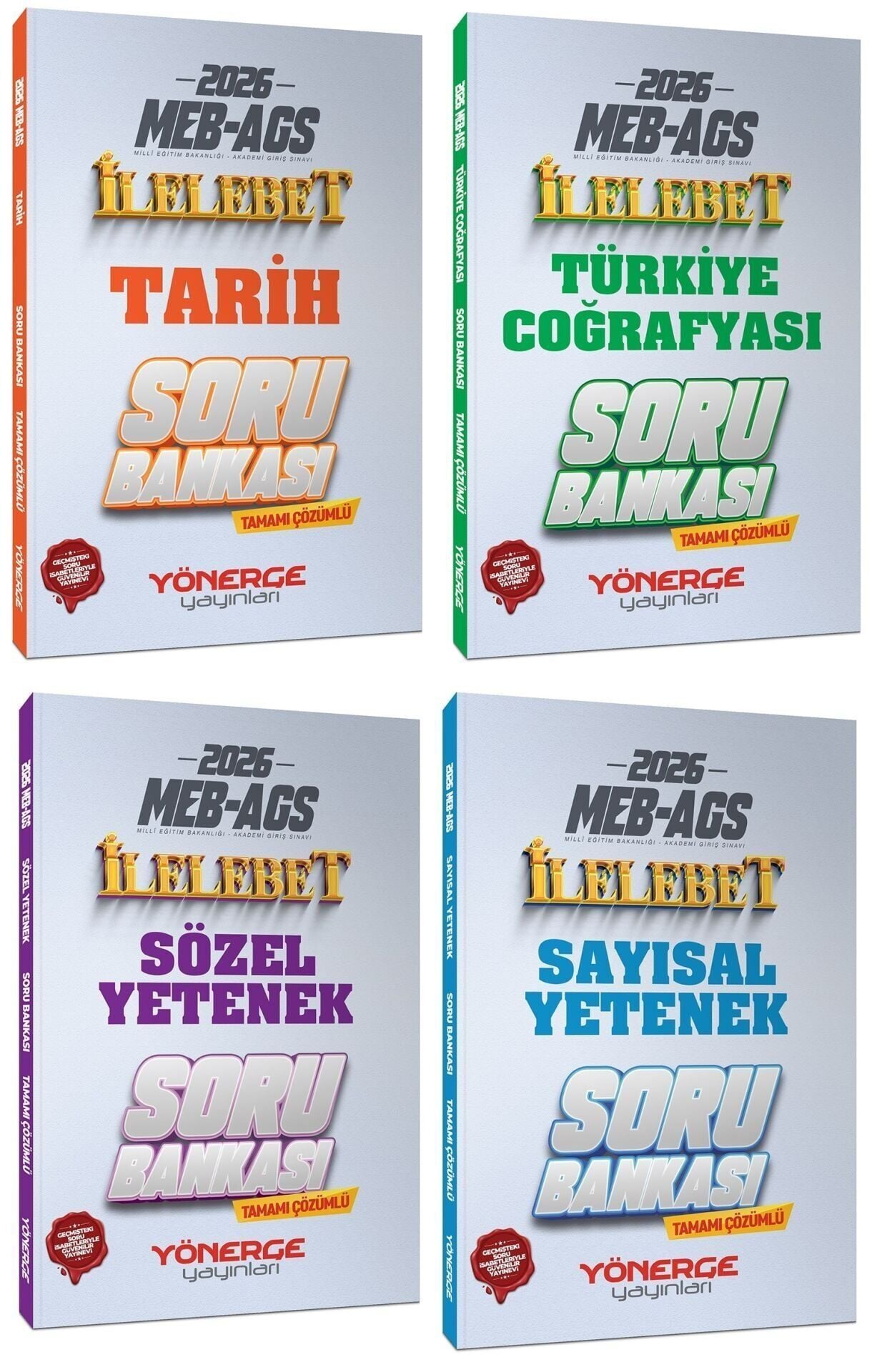 Yönerge 2026 MEB-AGS Tarih + Coğrafya + Sözel + Sayısal Yetenek İlelebet Soru Bankası 4 lü Set Yönerge Yayınları