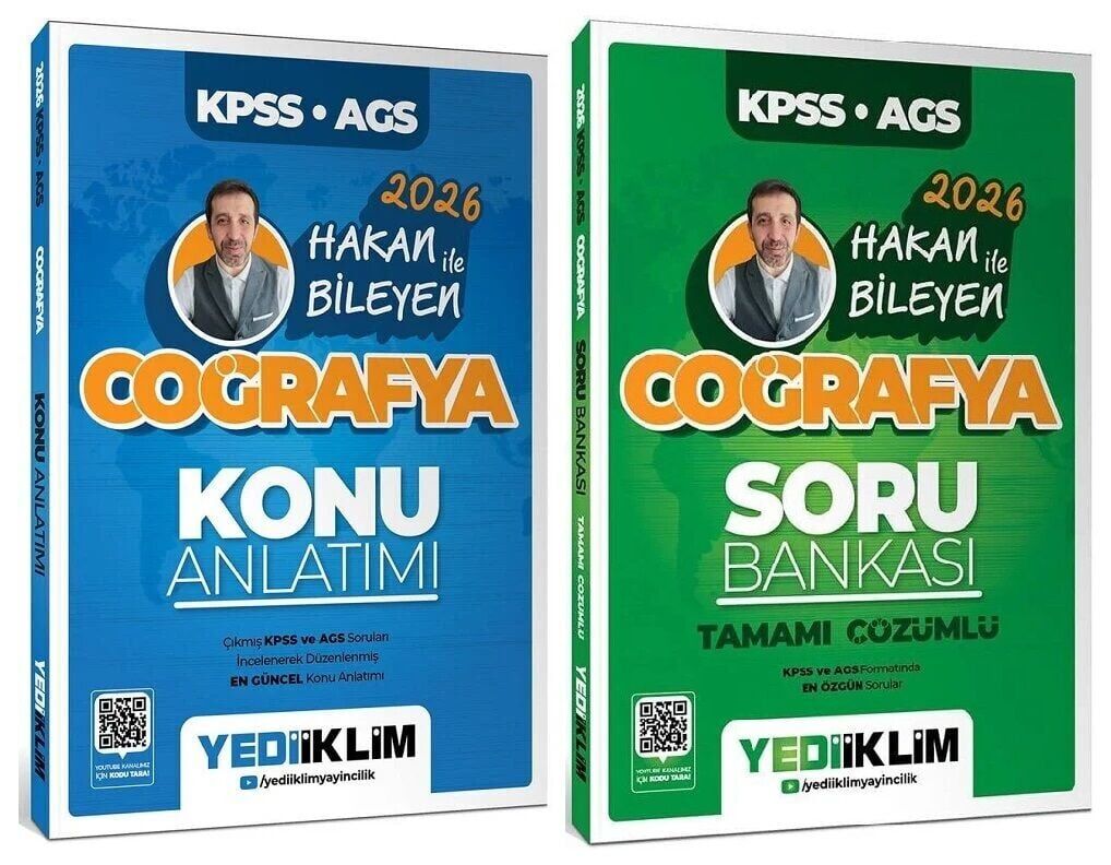 Yediiklim 2026 KPSS MEB-AGS Coğrafya Konu Anlatımı + Soru Bankası 2 li Set - Hakan Bileyen Yediiklim Yayınları