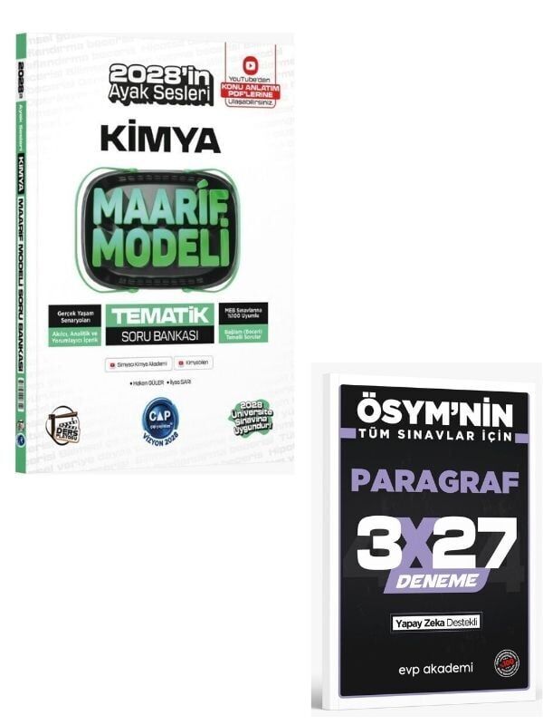 Çap 2027 Üniversiteye Hazırlık Kimya Ders Platosu Maarif Modeli Tematik Soru Bankası + EVP Akademi Paragraf