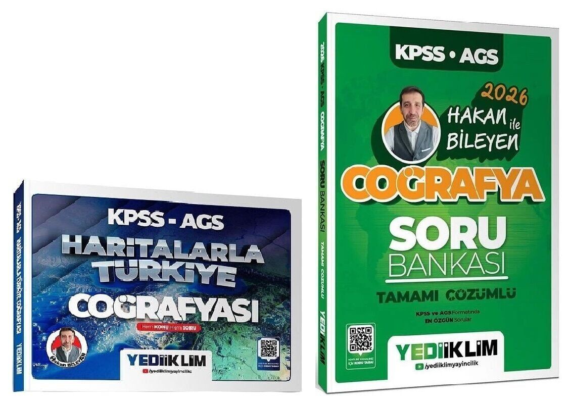 Yediiklim 2026 KPSS MEB-AGS Haritalarla Türkiye Coğrafyası + Soru Bankası 2 li Set - Hakan Bileyen Yediiklim Yayınları