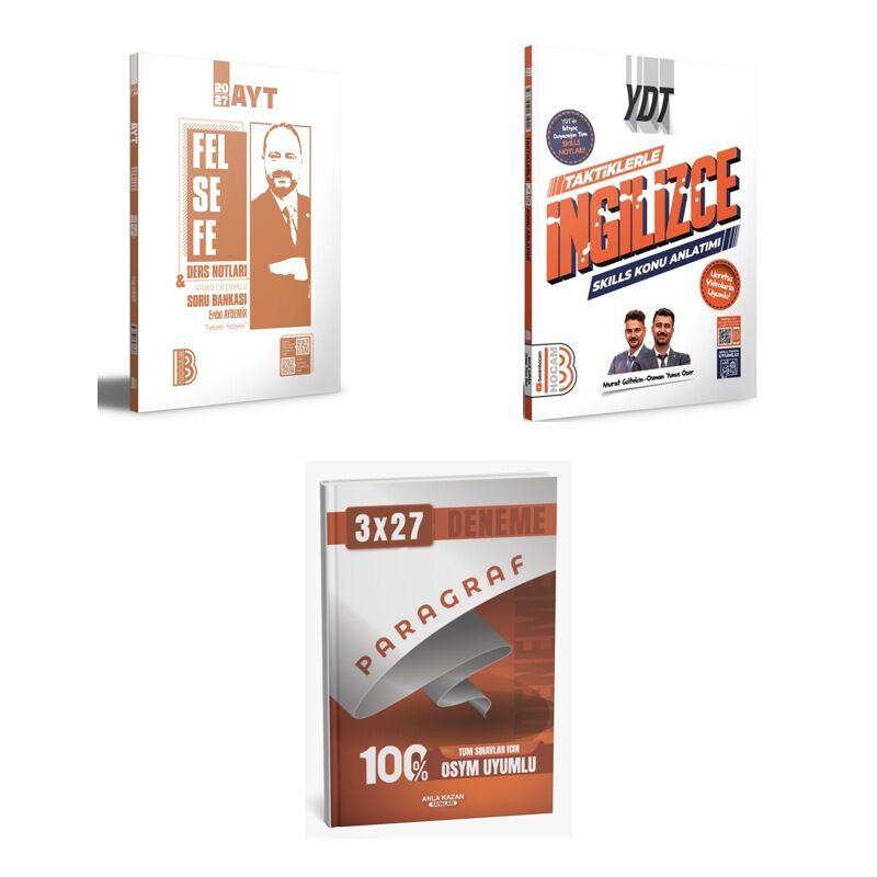 2027 AYT Benim Hocam Felsefe Ders Notları ve Video Çözümlü Soru + YDT Taktiklerle İngilizce SKILLS Konu 3'lü Set