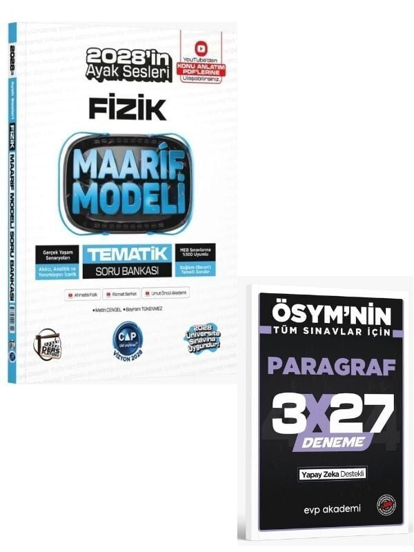 Çap 2027 Üniversiteye Hazırlık Fizik Ders Platosu Maarif Modeli Tematik Soru Bankası+ EVP Akademi Paragraf