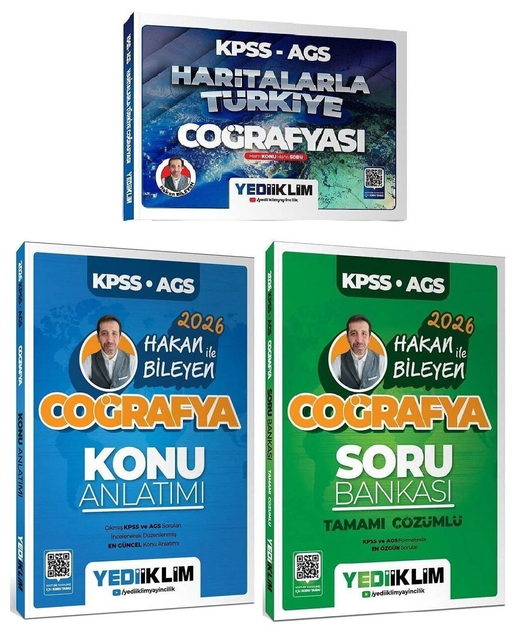 Yediiklim 2026 KPSS MEB-AGS Haritalarla Türkiye Coğrafyası Konu Anlatımı + Soru Bankası 3 lü Set - Hakan Bileyen Yediiklim Yayınları