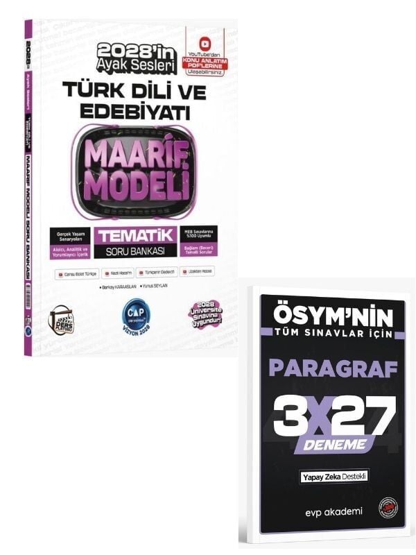 Çap 2027 Üniversiteye Hazırlık Türk Dili ve Edebiyatı Ders Platosu Maarif Modeli Tematik Soru Bankası+ EVP Akademi Paragraf