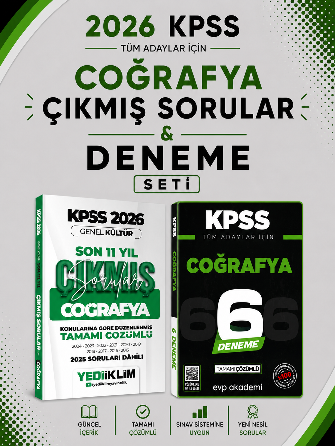 Yediiklim 2026 Coğrafya Çıkmış Sorular & KPSS Tüm Adaylar Coğrafya 6 Deneme EVP Akademi Seti