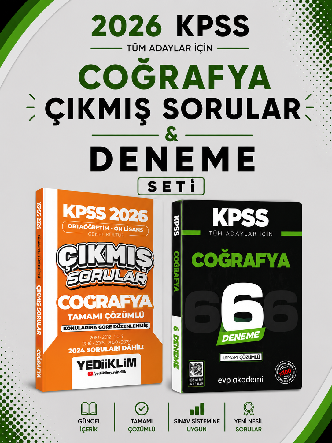 Yediiklim 2026 KPSS Coğrafya Çıkmış Sorular & KPSS Coğrafya 6 Deneme EVP Akademi Seti