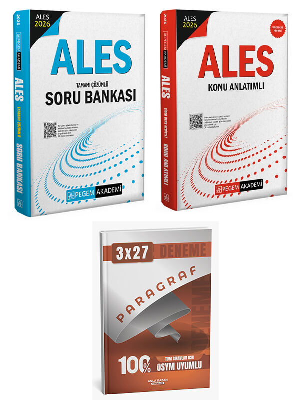 Anla Kazan + Pegem 2026 ALES Konu + Soru + Paragraf Deneme 3 lü Set
