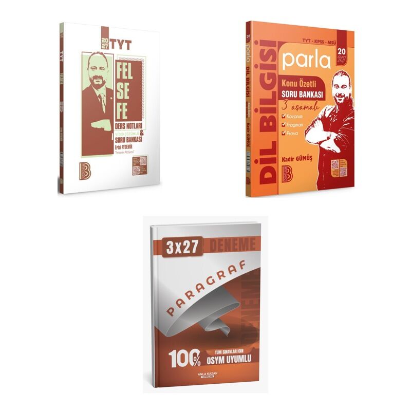 2027 Benim Hocam TYT Felsefe ve Tamamı Video Çözümlü + Türkçe KPSS MSÜ Parla Dil Bilgisi Konu Özetli Konu 3'lü Set
