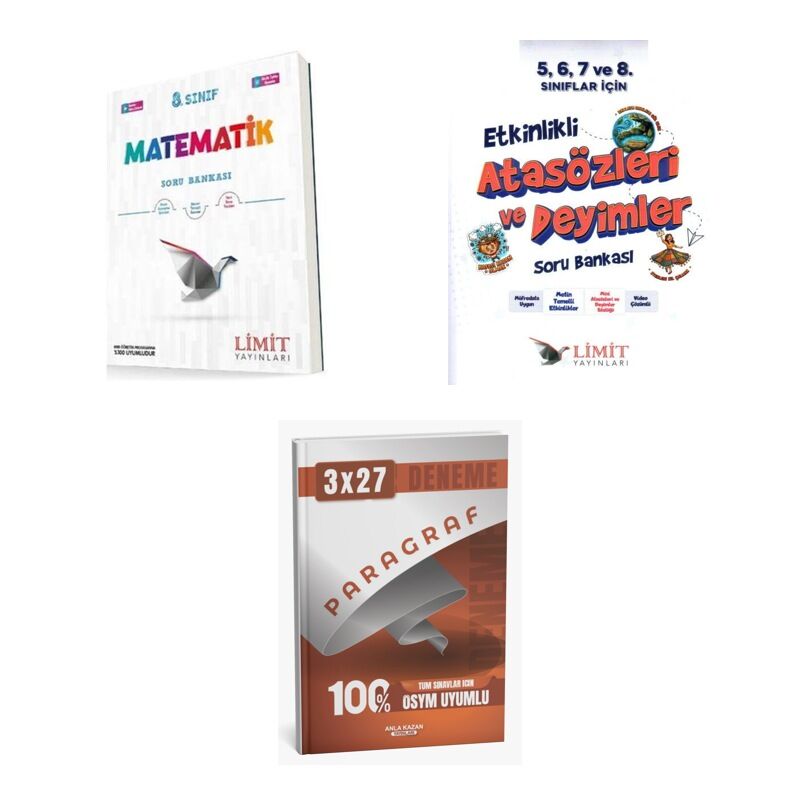 2027 8. Sınıf/LGS Limit Matematik Soru + Etkinlikli Atasözleri ve Deyimler Soru + Ankapade 3'lü Set