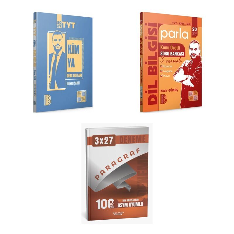 2027 Benim Hocam TYT Kimya + Türkçe KPSS MSÜ Parla Dil Bilgisi Konu Özetli Konu + Ankapade 3'lü Set