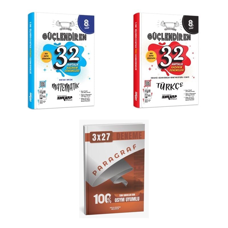 2027 Ankara 8. Sınıf Güçlendiren 32 Haftalık Kazanım Matematik + Türkçe Deneme + Ankapade 3'lü Set