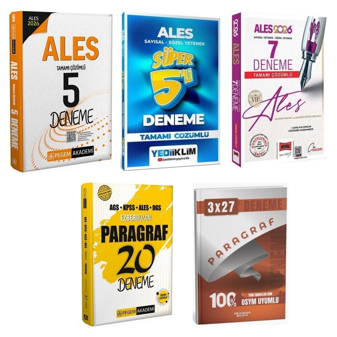 2026 ALES Tamamı Çözümlü Deneme Seti + Paragraf Deneme Süper Set