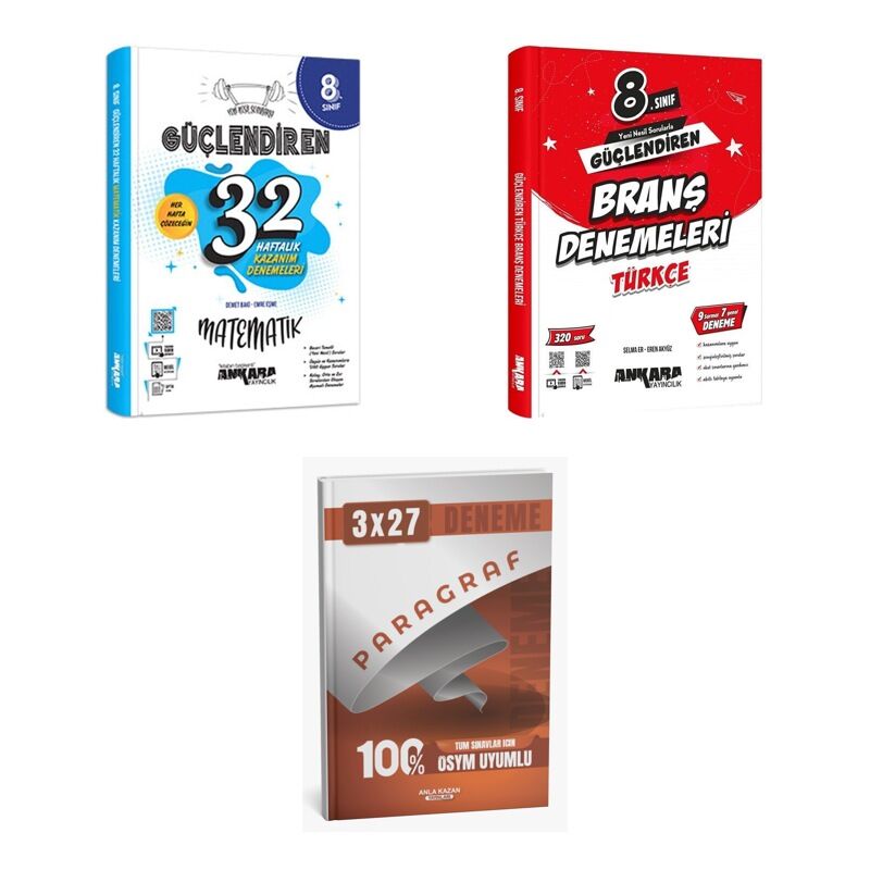2027 Ankara 8. Sınıf Güçlendiren Matematik 32 Haftalık Kazanım + Türkçe Branş Deneme + Ankapade 3'lü Set