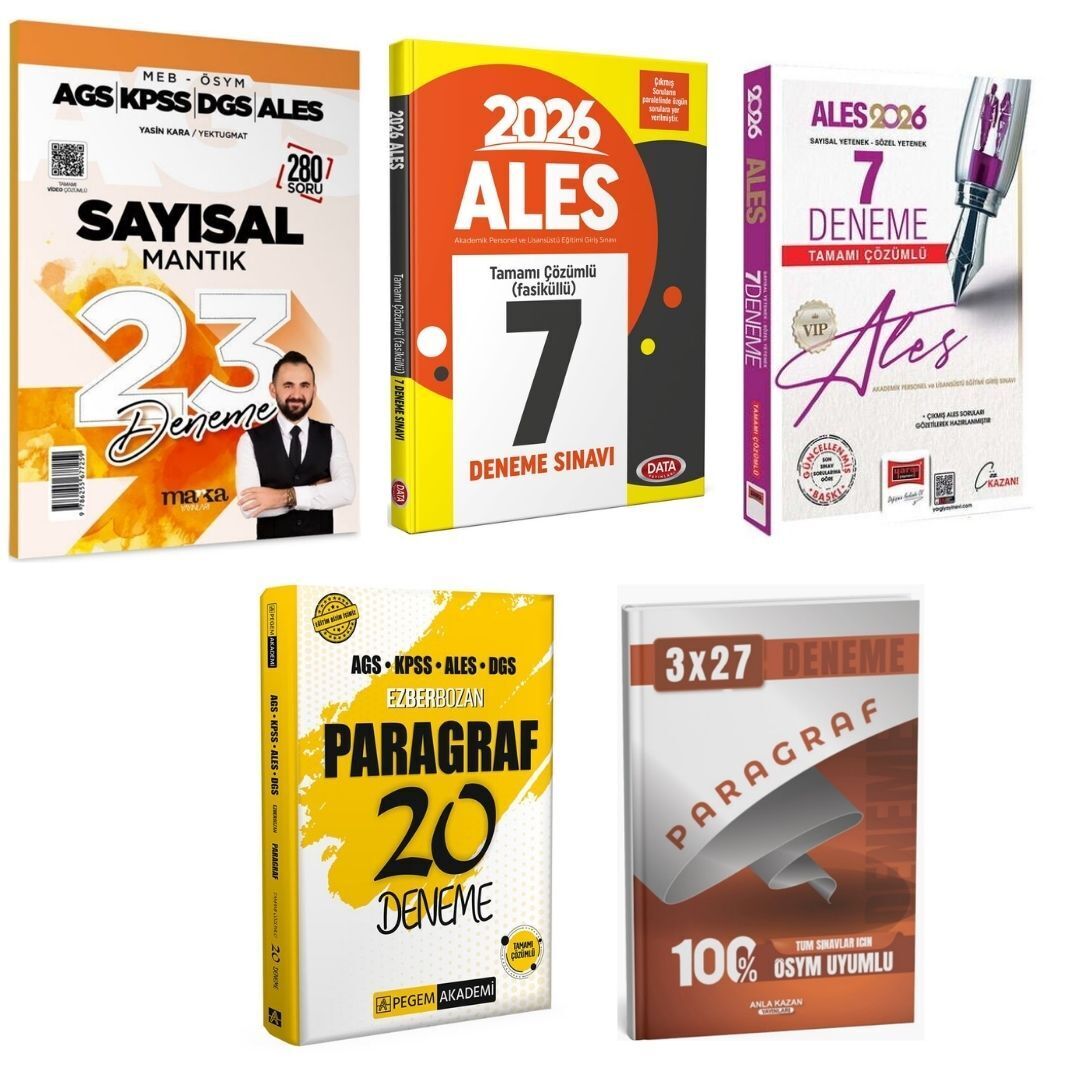 2026 ALES Tamamı Çözümlü Deneme Seti + Paragraf Denem Seti