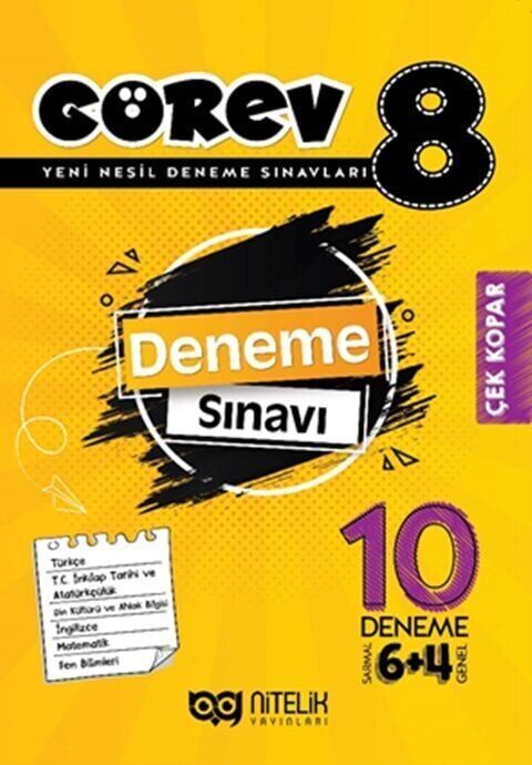 Nitelik Yayınları 8. Sınıf Görev 10 Deneme