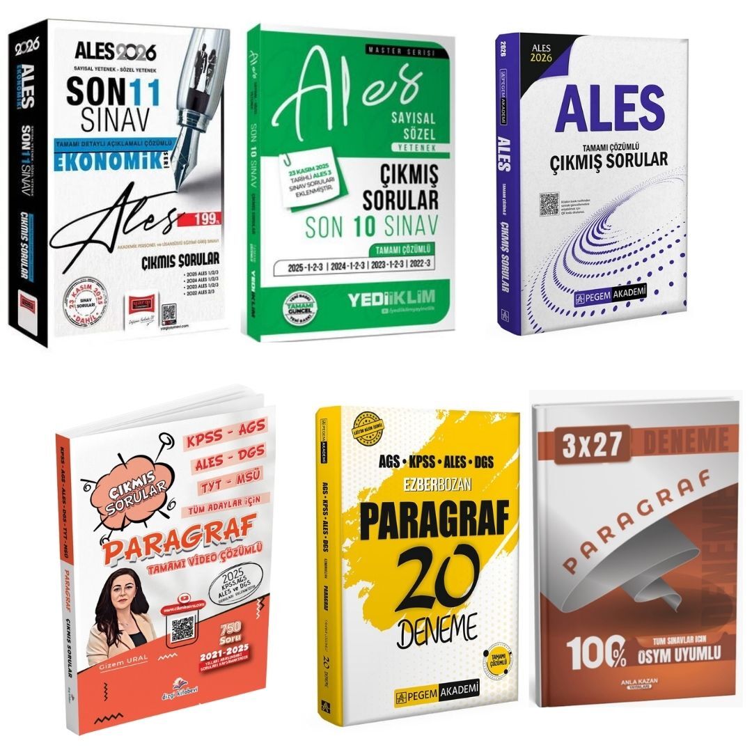 2026 ALES Çıkmış Sorular + Paragraf Çıkmış Sorular ve Paragraf Deneme Seti