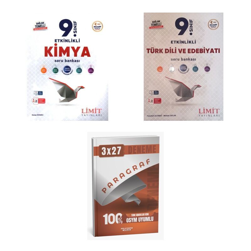 2027 Limit 9. Sınıf Kimya Etkinlikli Maarif + Edebiyat Türk Dili ve Edebiyatı Soru + Ankapade 3'lü Set