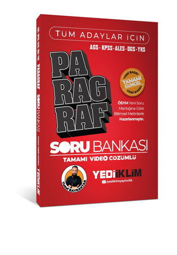 Yediiklim 2026 Tüm Adaylar İçin KPSS -AGS - ALES - DGS - YKS Tamamı Video Çözümlü Paragraf Soru Bankası